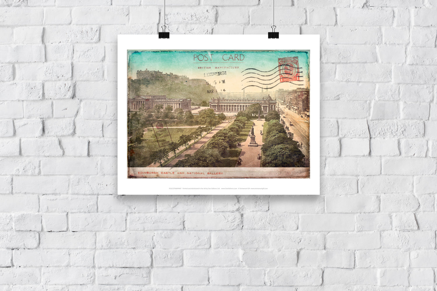 Edinburgh Castle and National Gallery, Scotland - Art Print