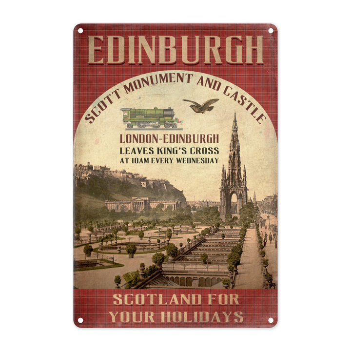 The Scott Monument and Castle, Edinburgh, Scotland Metal Sign