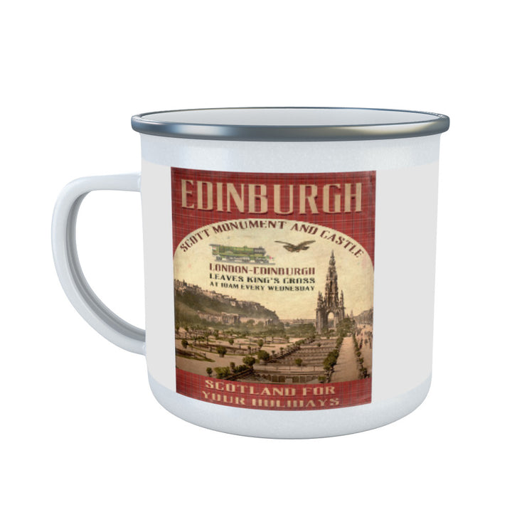 The Scott Monument and Castle, Edinburgh, Scotland Enamel Mug