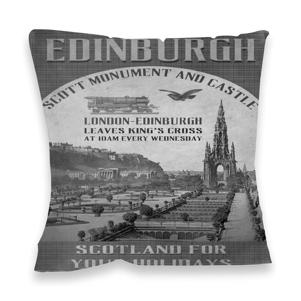 The Scott Monument and Castle, Edinburgh, Scotland Fibre Filled Cushion