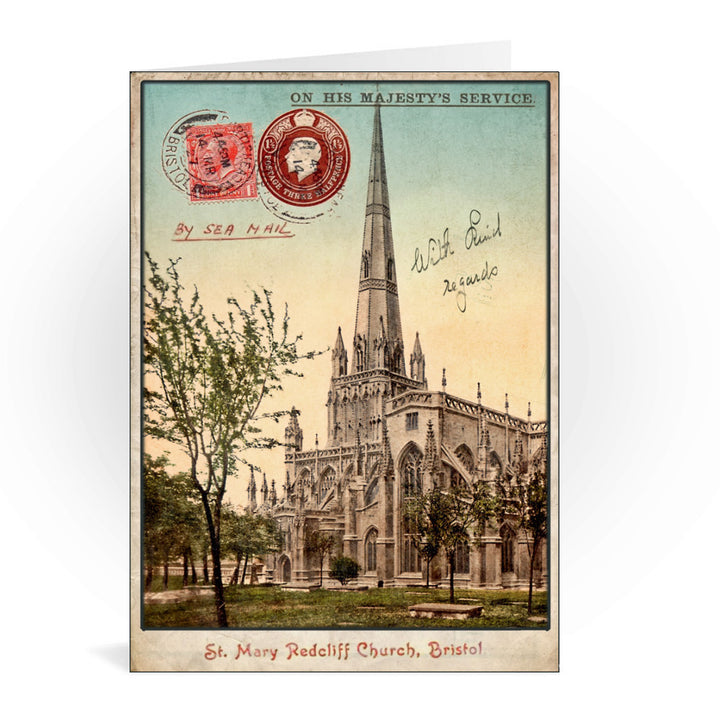 St Mary Radcliff Church, Bristol Greeting Card 7x5