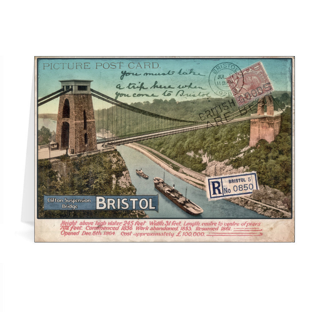 Clifton Suspension Bridge, Bristol Greeting Card 7x5