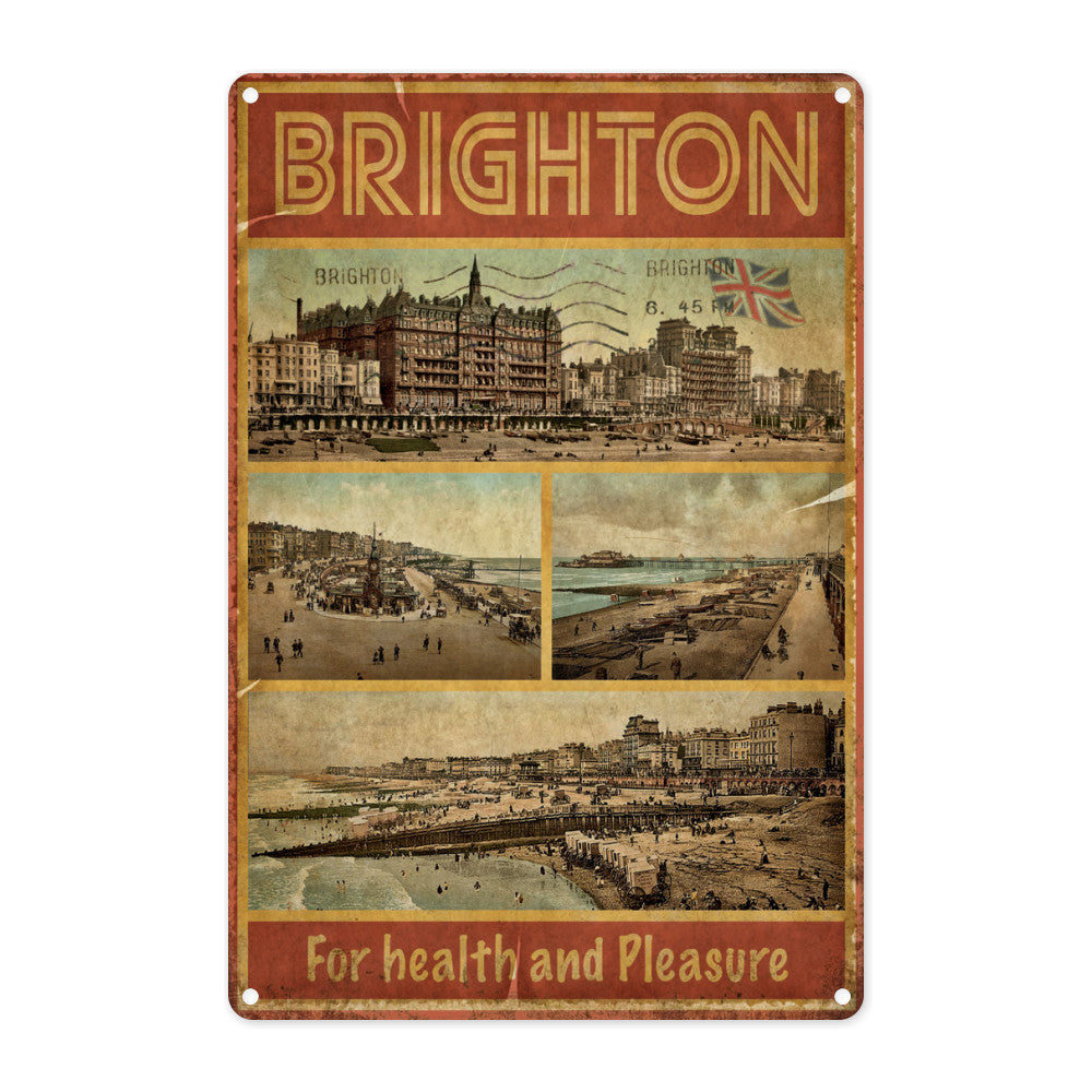 Brighton, For Health and Pleasure Metal Sign