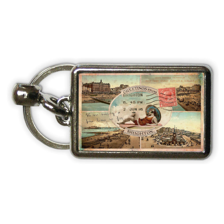 Greetings From Brighton Metal Keyring