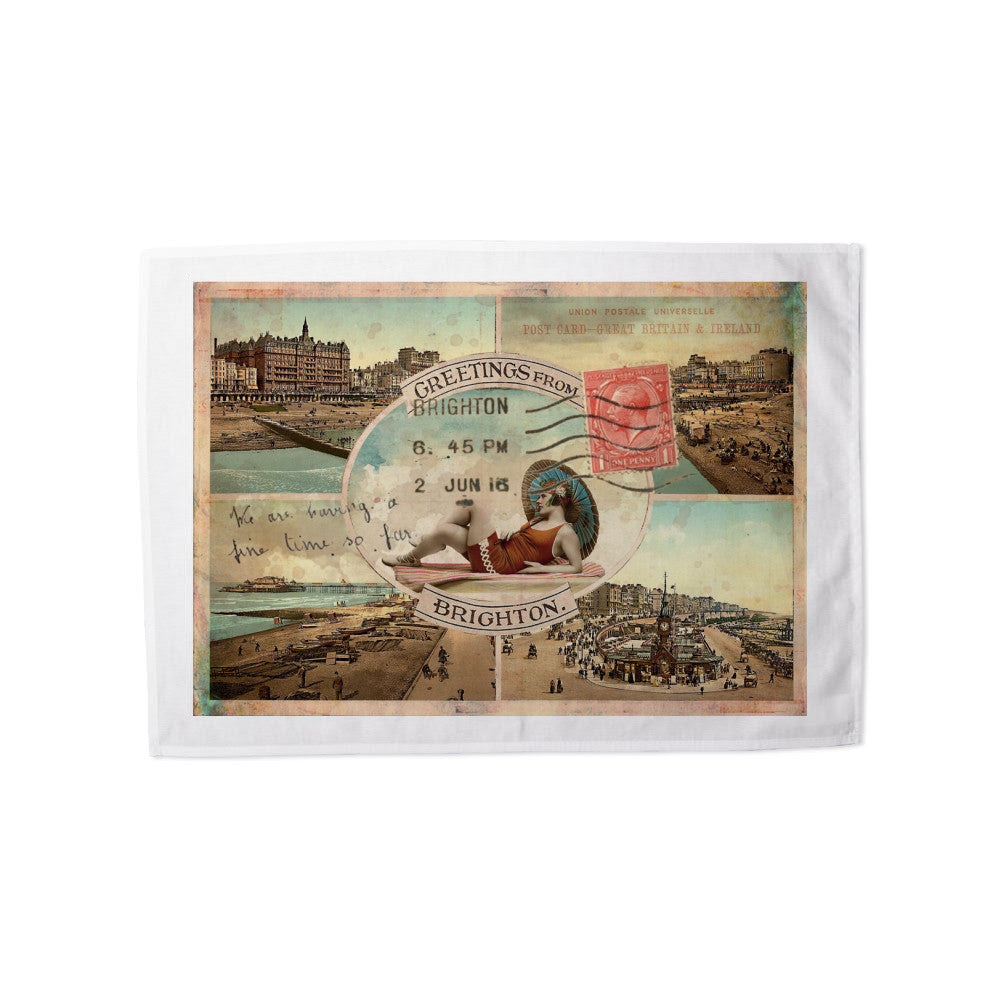 Greetings From Brighton Tea Towel
