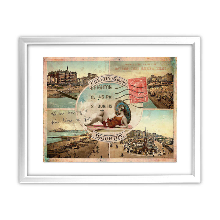 Greetings From Brighton 11x14 Framed Print (White)