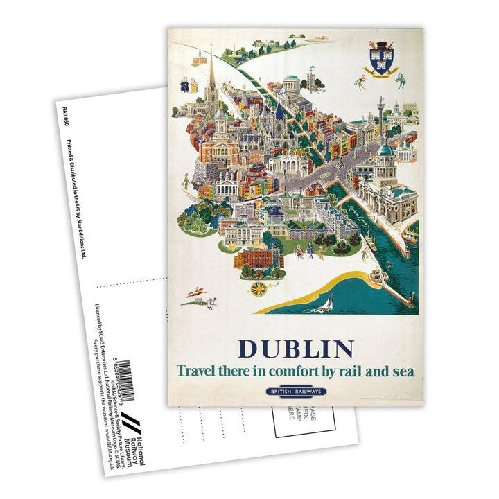 Dublin Map - British Railways Postcard Pack of 8