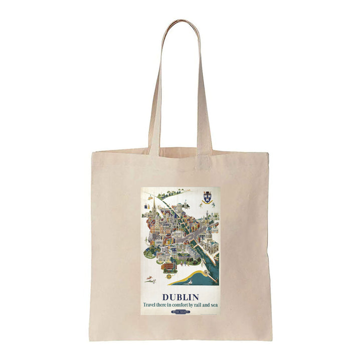 Dublin Map - British Railways - Canvas Tote Bag