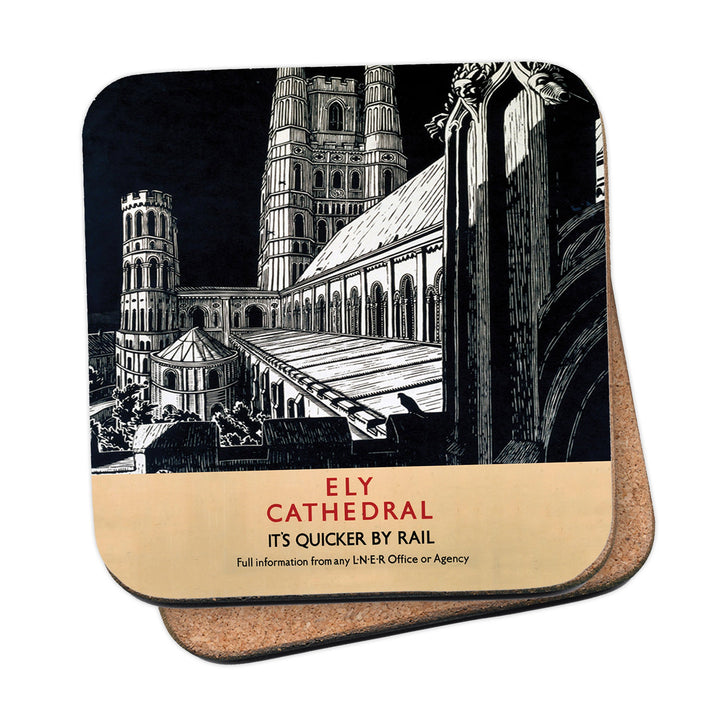 Ely Cathedral Black and White Coaster