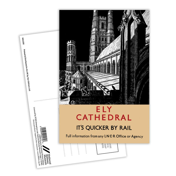 Ely Cathedral Black and White Postcard Pack of 8