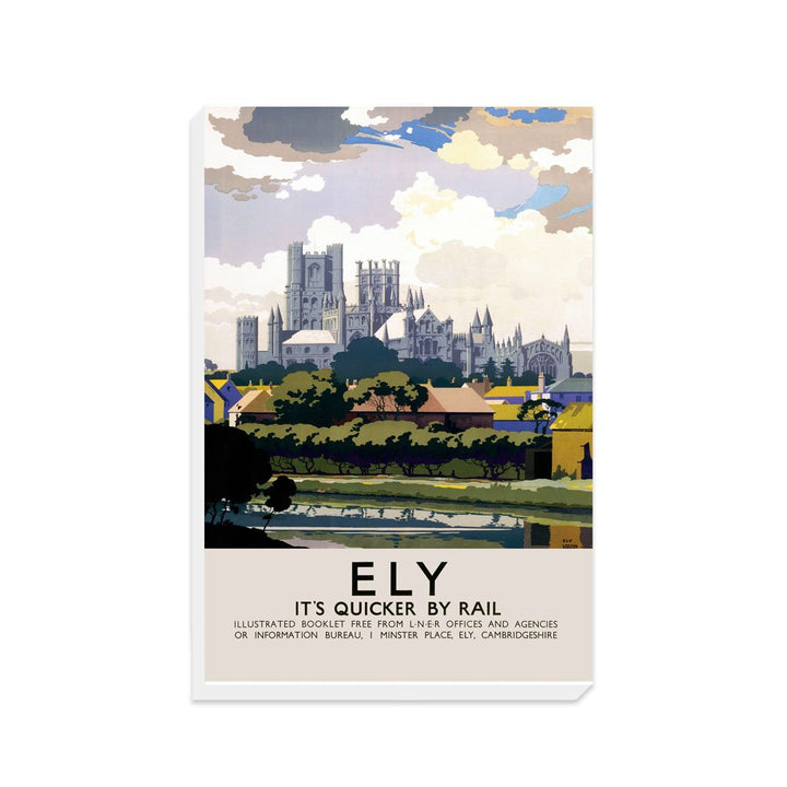 Ely View of Cathedral across River - Canvas