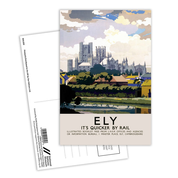 Ely View of Cathedral across River Postcard Pack of 8
