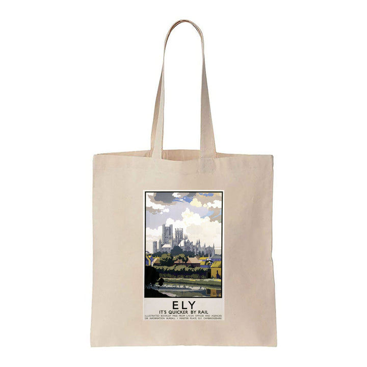 Ely View of Cathedral across River - Canvas Tote Bag