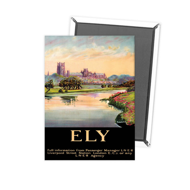 Ely Cathedral Dark Frame Fridge Magnet