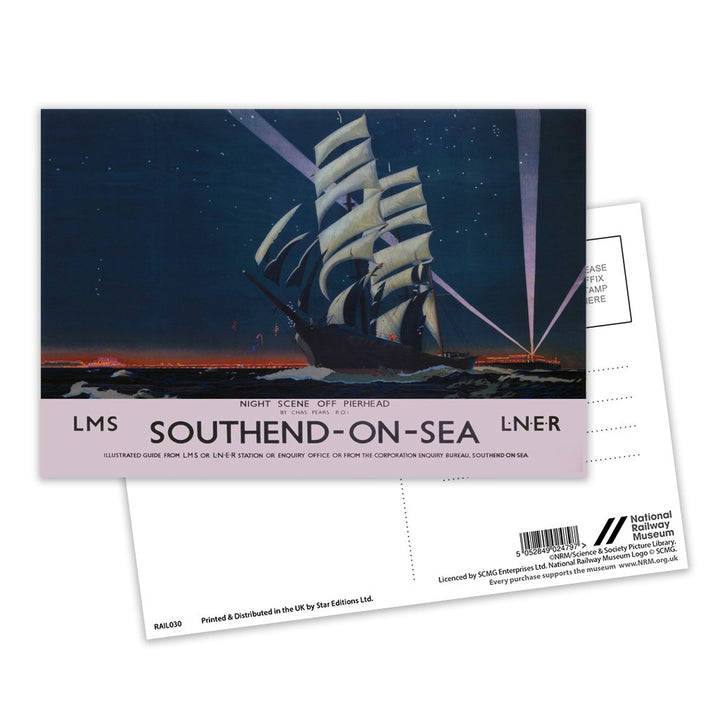 Southend On Sea Night scene off Pierhead Postcard Pack of 8