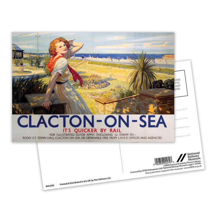 Clacton-on-sea, Girl with Red Hair White Dress Postcard Pack of 8