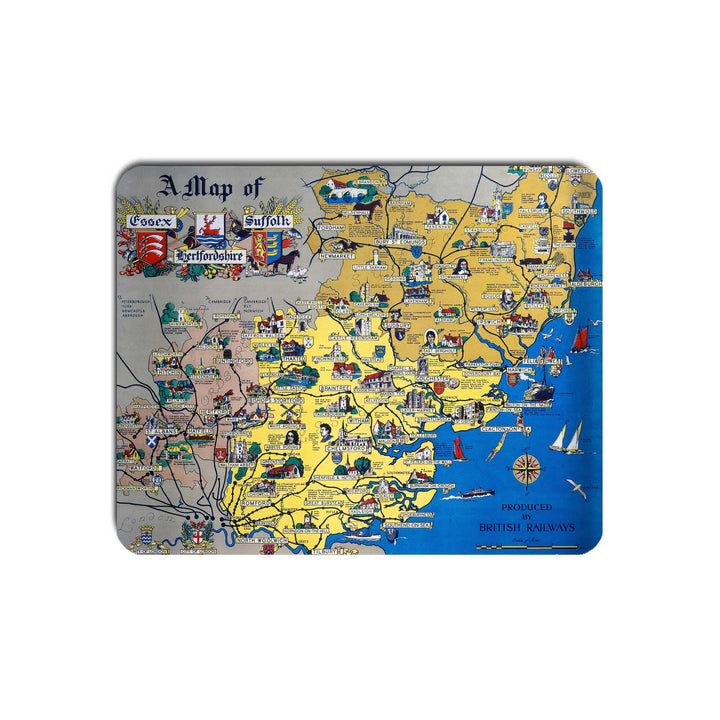 A map of Essex - Suffolk - Hertfordshire - Mouse Mat