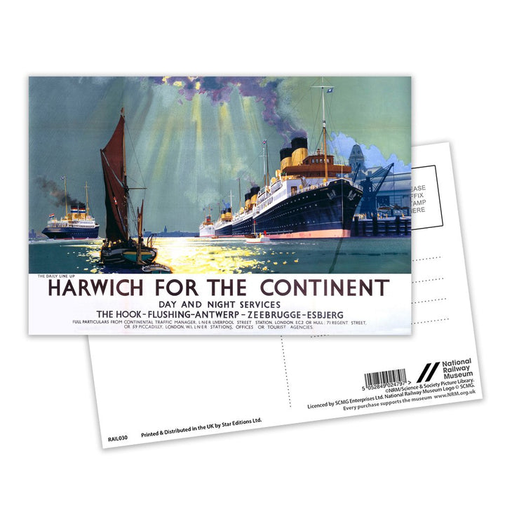 Harwich for the Continent Postcard Pack of 8