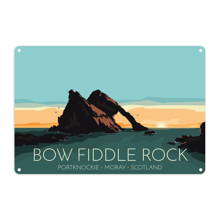 Bow Fiddle Rock, Moray, Scotland Metal Sign