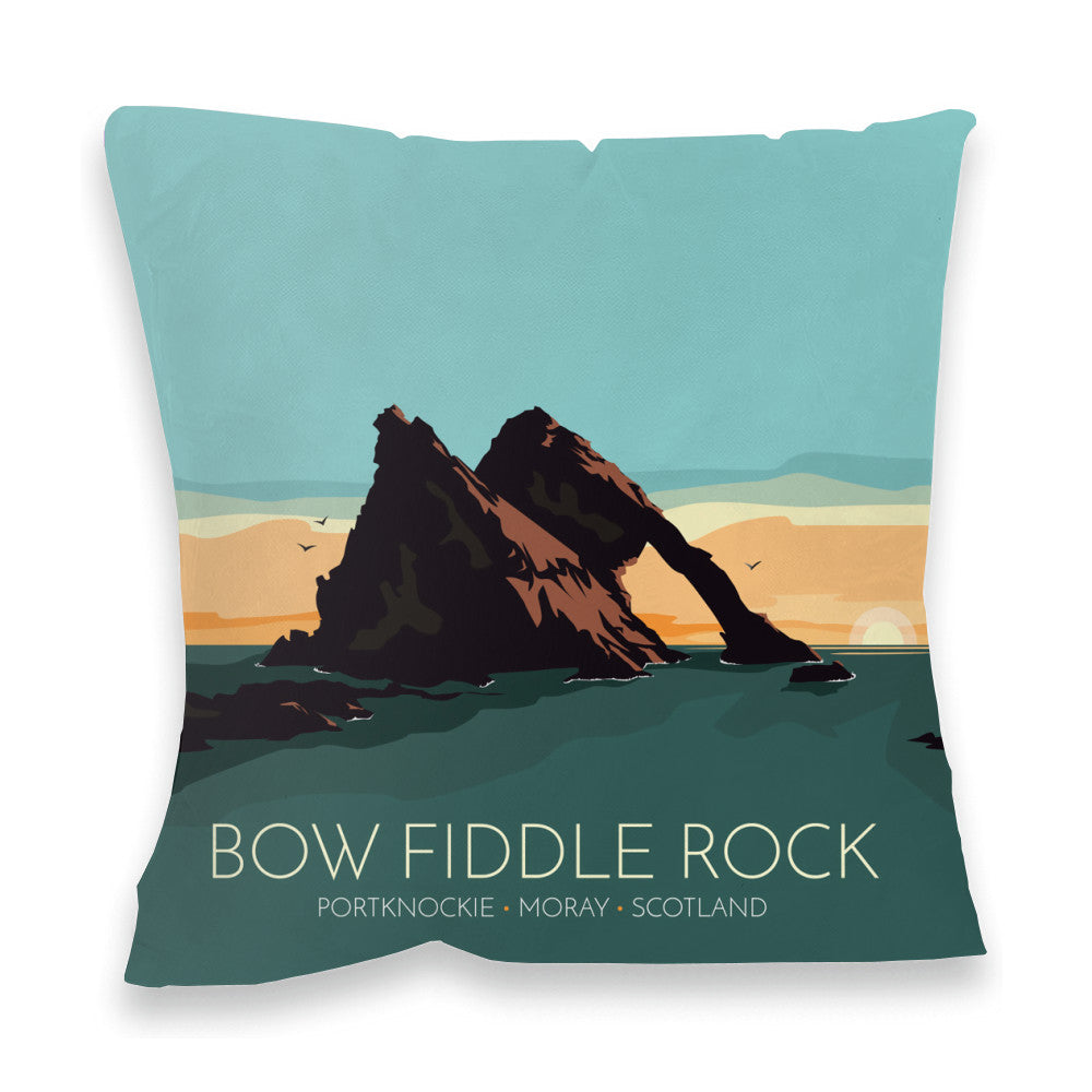 Bow Fiddle Rock, Moray, Scotland Fibre Filled Cushion