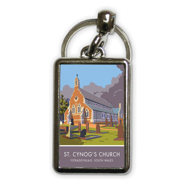 St Cynogs Church, Wales Metal Keyring