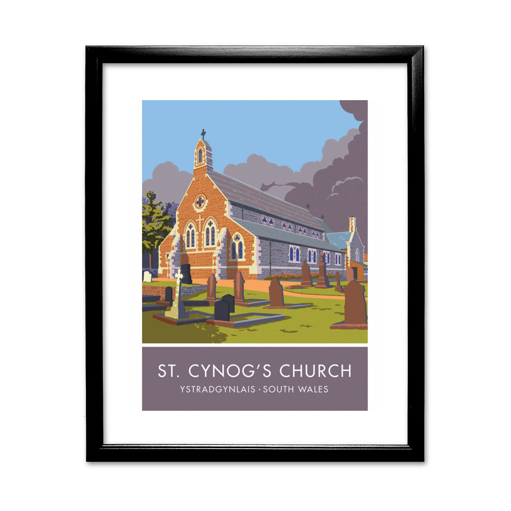 St Cynogs Church, Wales 11x14 Framed Print (Black)