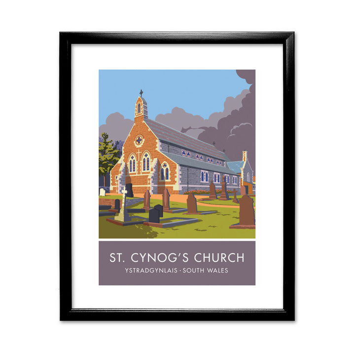St Cynogs Church, Wales 11x14 Framed Print (Black)