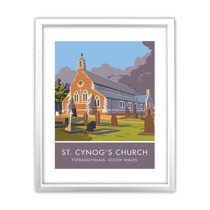 St Cynogs Church, Wales 11x14 Framed Print (White)