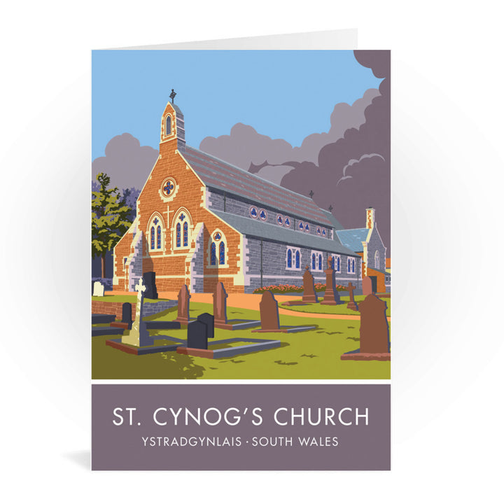 St Cynogs Church, Wales Greeting Card 7x5