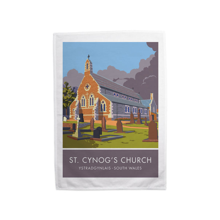 St Cynogs Church, Wales Tea Towel