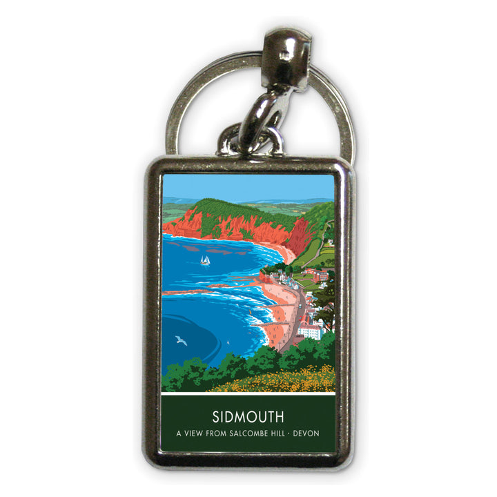 Salcombe Hill, Sidmouth, Devon Metal Keyring