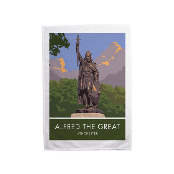 Alfred the Great, Winchester, Hampshire Tea Towel