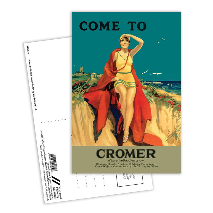 Come to Cromer, Girl with Red Blanket Postcard Pack of 8