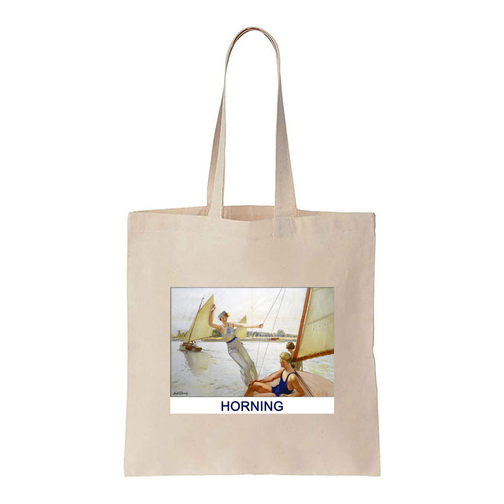 Horning Girl Waving from Boat - Canvas Tote Bag