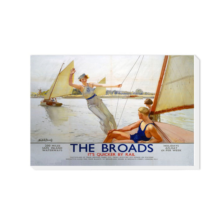 The Broads Girl Waving from Boat - Canvas