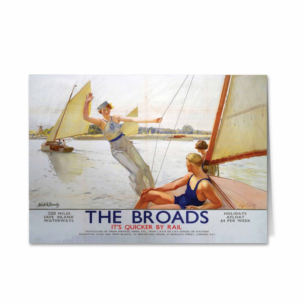 The Broads Girl Waving from Boat Greeting Card