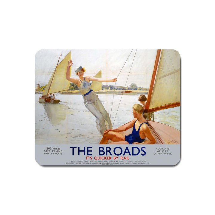 The Broads Girl Waving from Boat - Mouse Mat