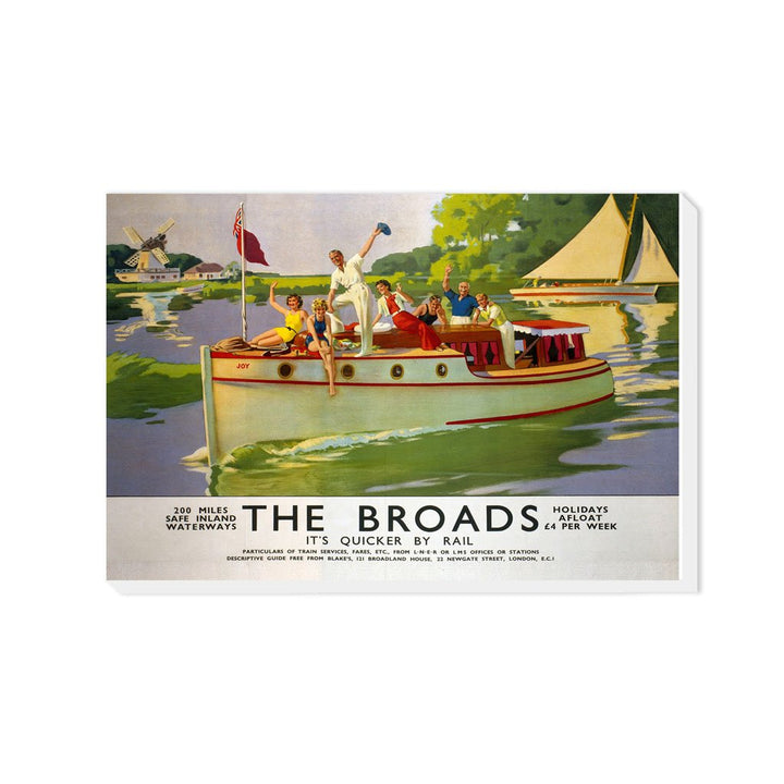 Broads People Waiving from Boat - Canvas