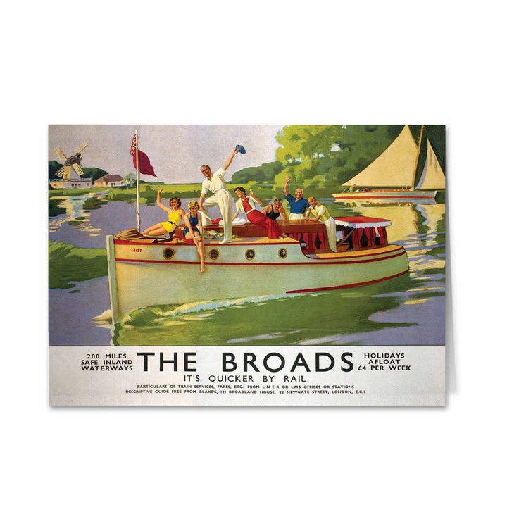 Broads People Waiving from Boat Greeting Card