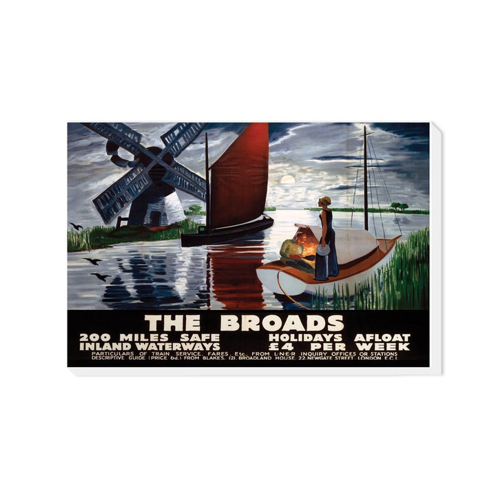 Broads getting dark, two people on boat - Canvas