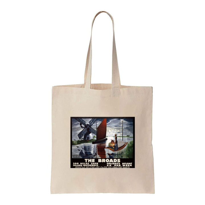Broads getting dark, two people on boat - Canvas Tote Bag