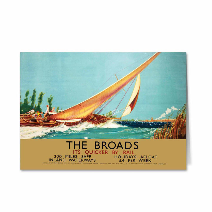 Broads Boat Blowing to Side Greeting Card