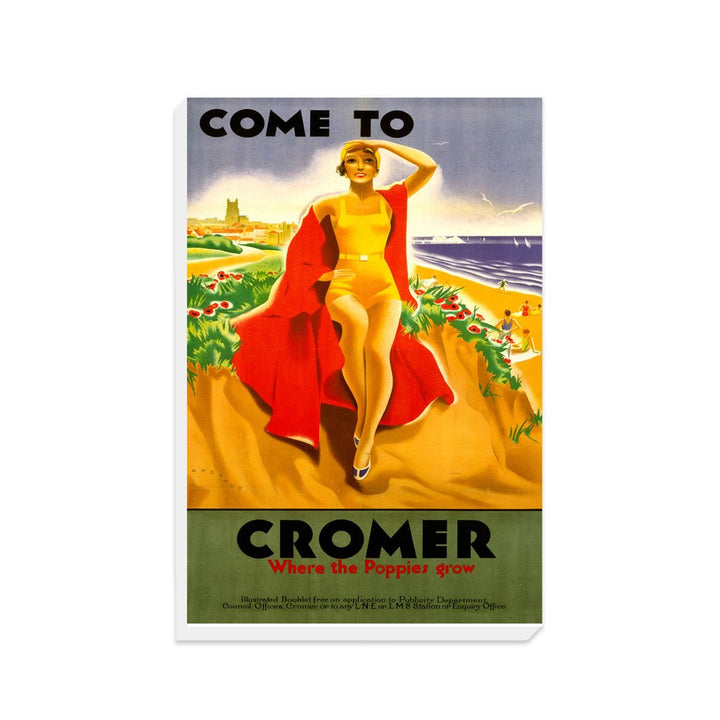 Come to Cromer Girl with Red Blanket - Canvas