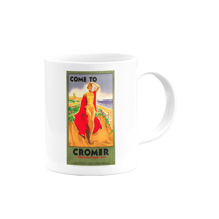 Come to Cromer Girl with Red Blanket Mug