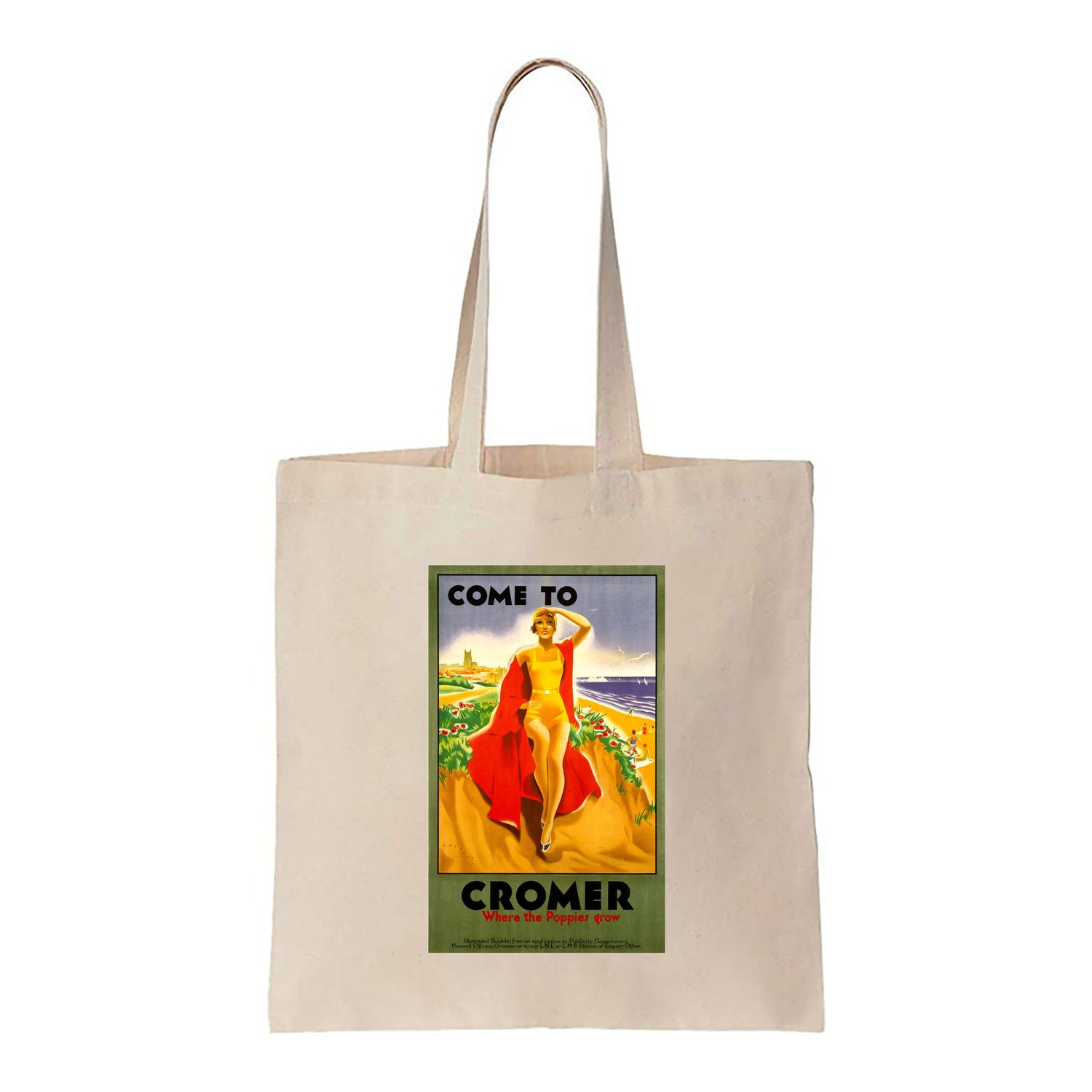 Come to Cromer Girl with Red Blanket - Canvas Tote Bag