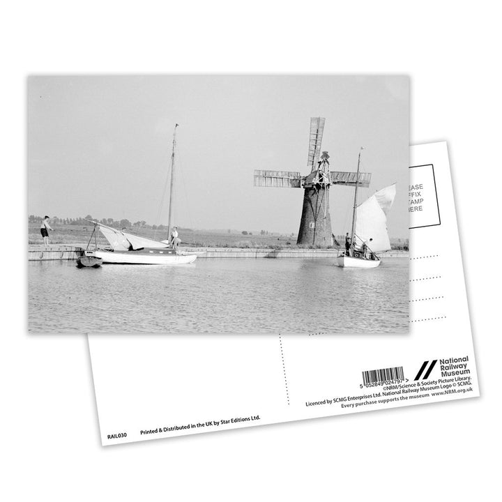 B&W Photo of Broads Postcard Pack of 8