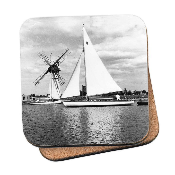 B&W Photo of Broads and Windmill Coaster