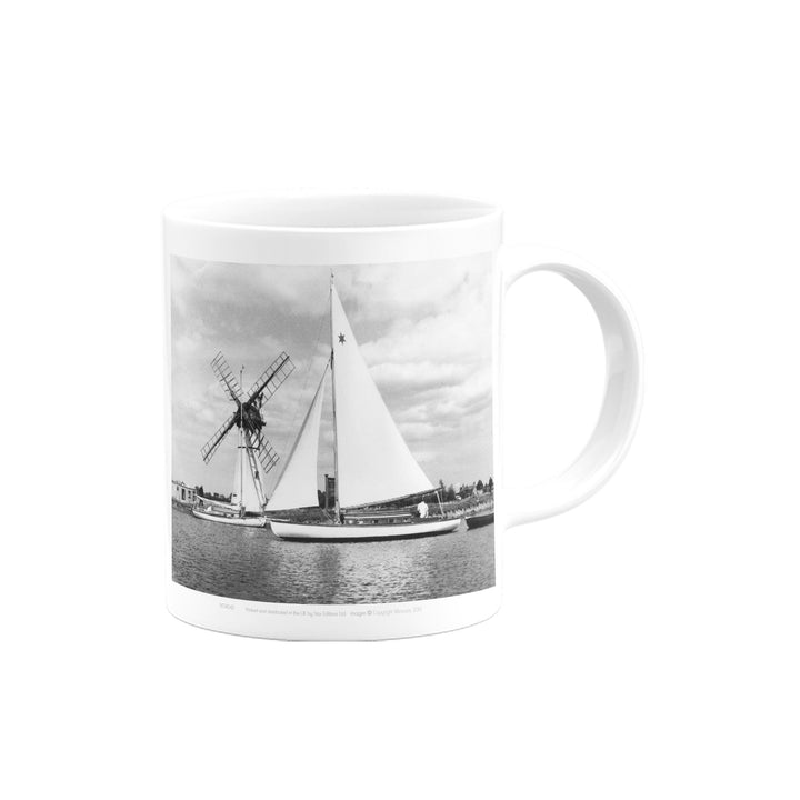 B&W Photo of Broads and Windmill Mug