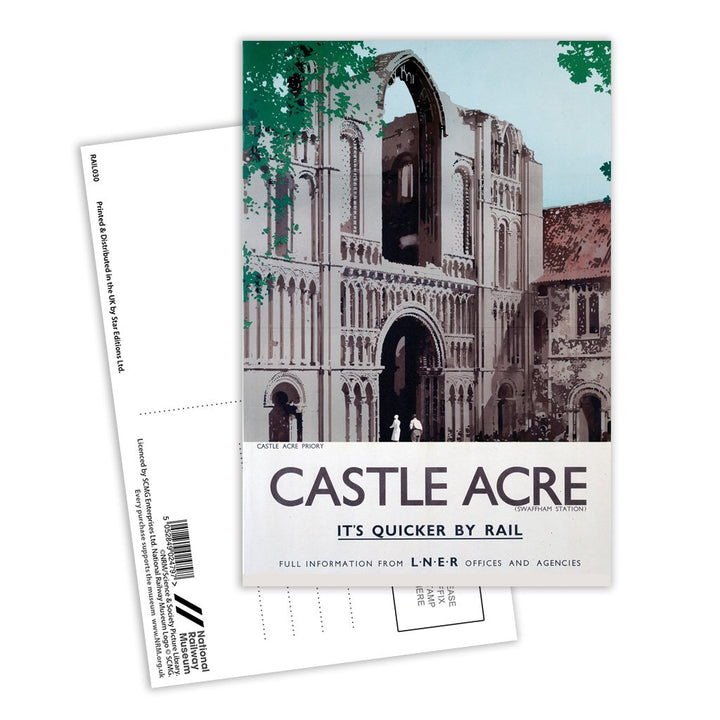 Castle Acre, It's Quicker By Rail Postcard Pack of 8