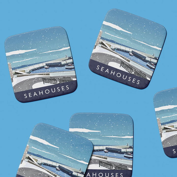 Seahouses Snow - MDF Coaster